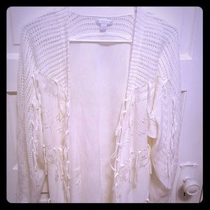 NY&C white fringe cardigan